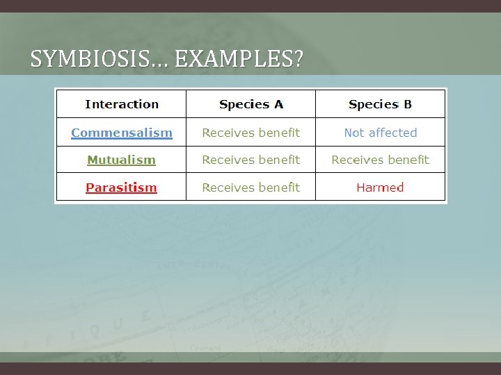 SYMBIOSIS… EXAMPLES? 