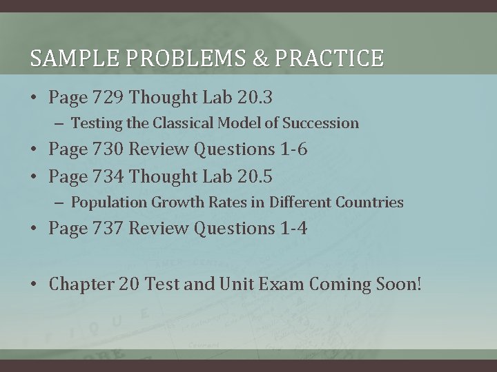 SAMPLE PROBLEMS & PRACTICE • Page 729 Thought Lab 20. 3 – Testing the