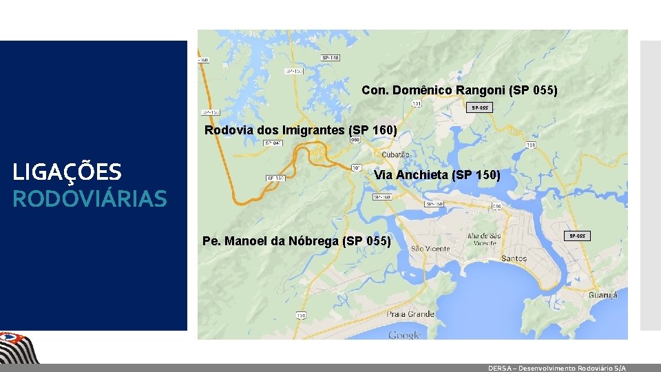 Con. Domênico Rangoni (SP 055) SP-055 Rodovia dos Imigrantes (SP 160) LIGAÇÕES RODOVIÁRIAS Via