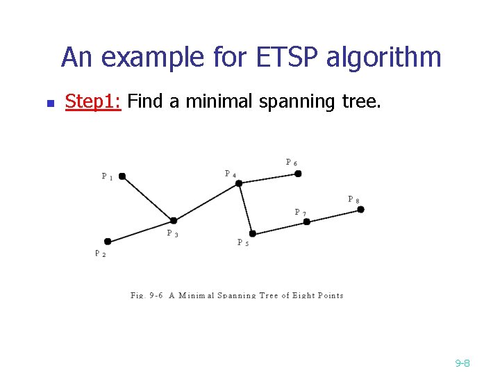 An example for ETSP algorithm n Step 1: Find a minimal spanning tree. 9