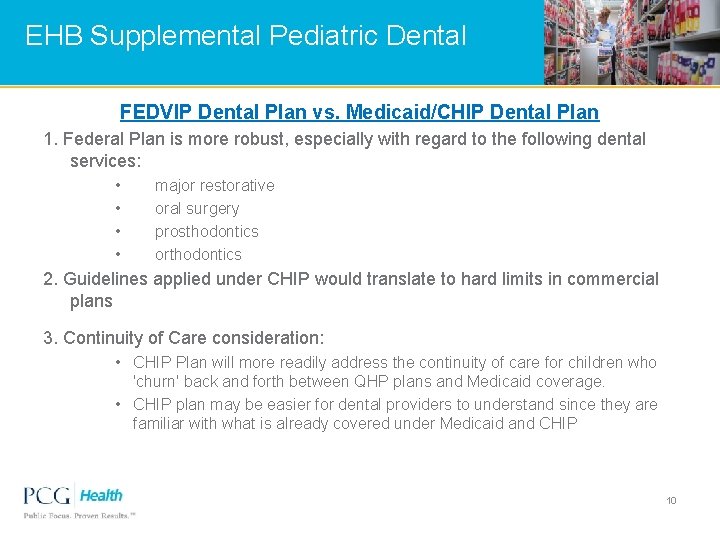 EHB Supplemental Pediatric Dental FEDVIP Dental Plan vs. Medicaid/CHIP Dental Plan 1. Federal Plan