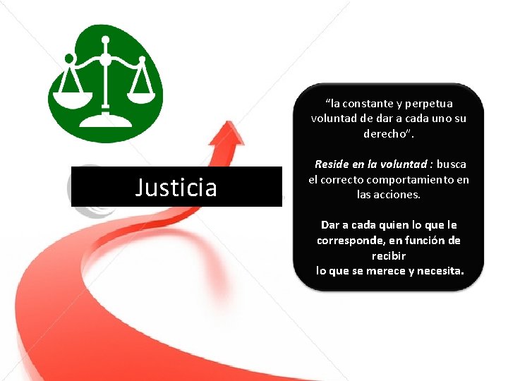 “la constante y perpetua voluntad de dar a cada uno su derecho”. Justicia Reside