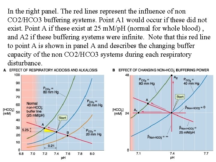 In the right panel. The red lines represent the influence of non CO 2/HCO