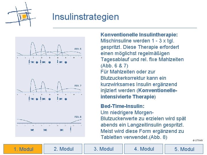 Insulinstrategien Konventionelle Insulintherapie: Mischinsuline werden 1 - 3 x tgl. gespritzt. Diese Therapie erfordert