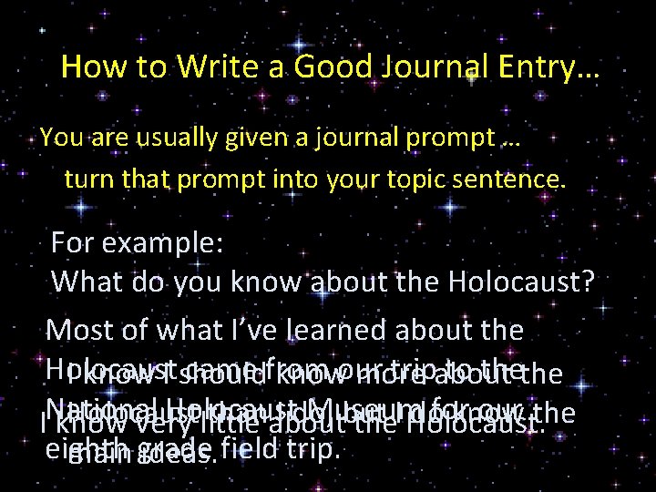 How to Write a Good Journal Entry… You are usually given a journal prompt