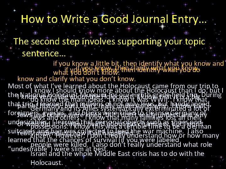 How to Write a Good Journal Entry… The second step involves supporting your topic