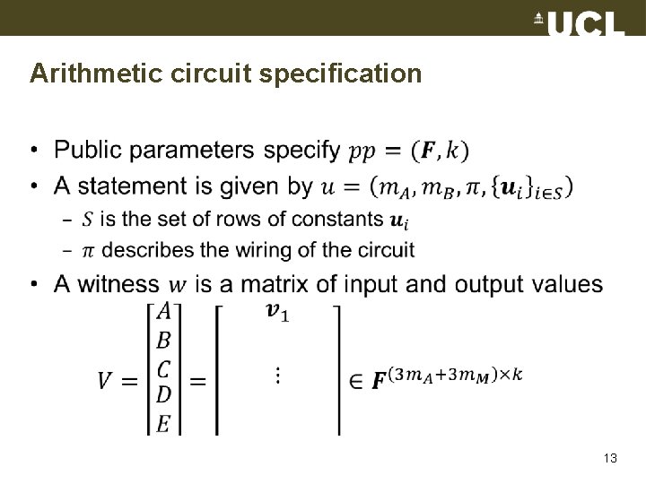 Arithmetic circuit specification • 13 