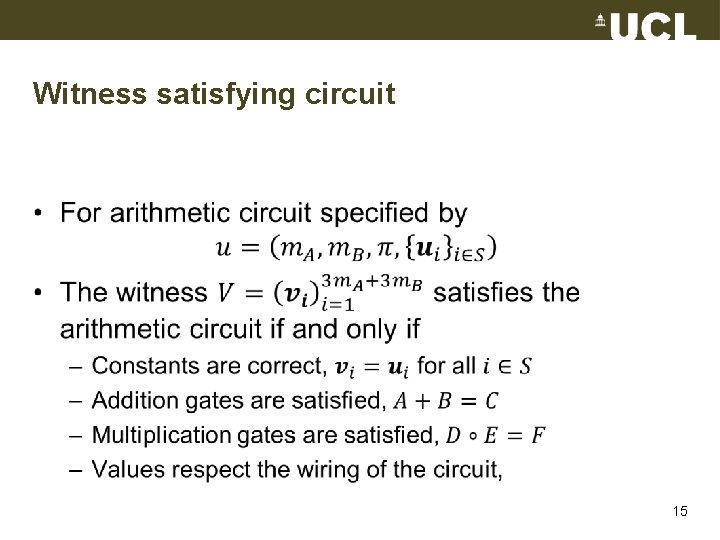 Witness satisfying circuit • 15 