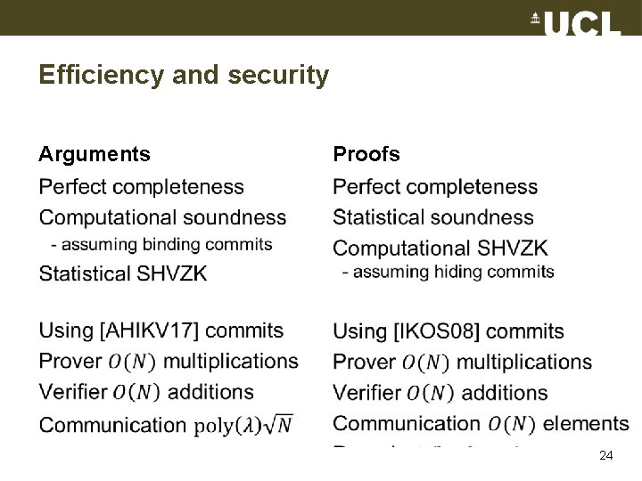 Efficiency and security Arguments Proofs • • 24 