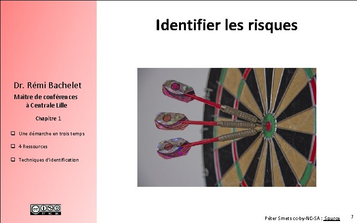 Identifier les risques Dr. Rémi Bachelet Maître de conférences à Centrale Lille Chapitre 1