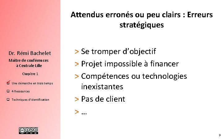 Attendus erronés ou peu clairs : Erreurs stratégiques Dr. Rémi Bachelet Maître de conférences