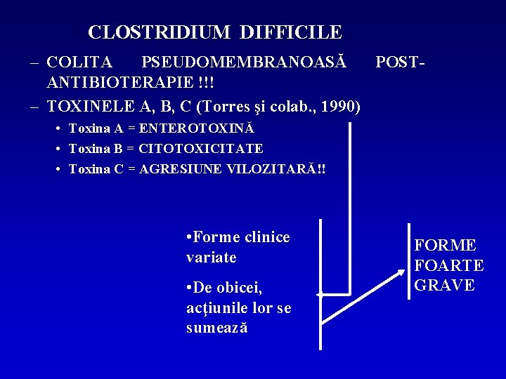 CLOSTRIDIUM DIFFICILE – COLITA PSEUDOMEMBRANOASĂ POSTANTIBIOTERAPIE !!! – TOXINELE A, B, C (Torres şi