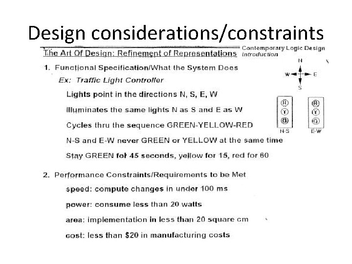 Design considerations/constraints 