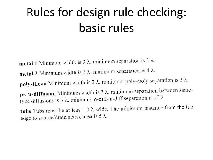 Rules for design rule checking: basic rules 