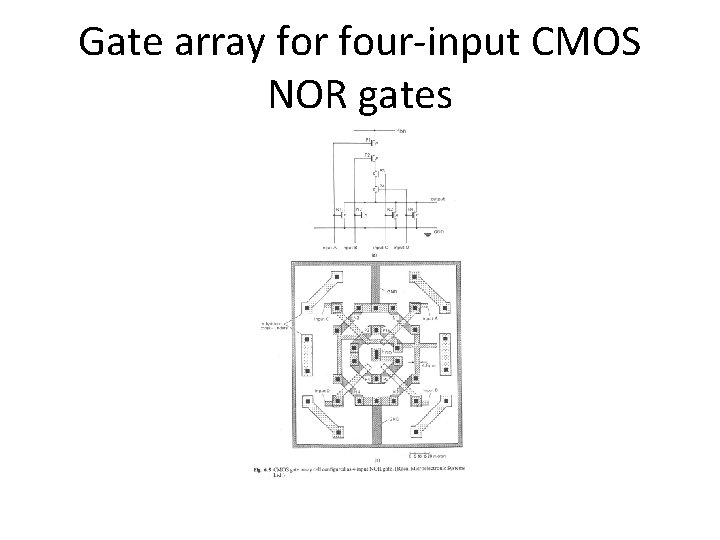 Gate array for four-input CMOS NOR gates 