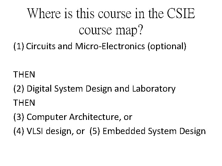 Where is this course in the CSIE course map? (1) Circuits and Micro-Electronics (optional)