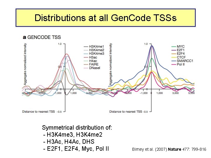 Distributions at all Gen. Code TSSs Symmetrical distribution of: - H 3 K 4