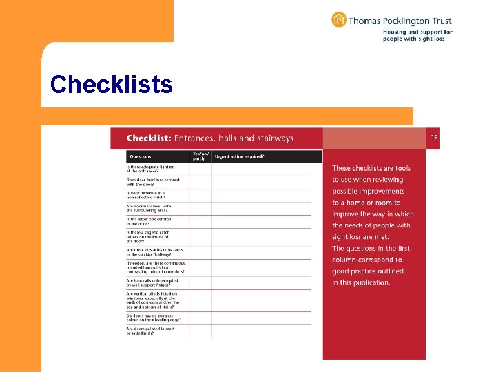 Checklists Checklists