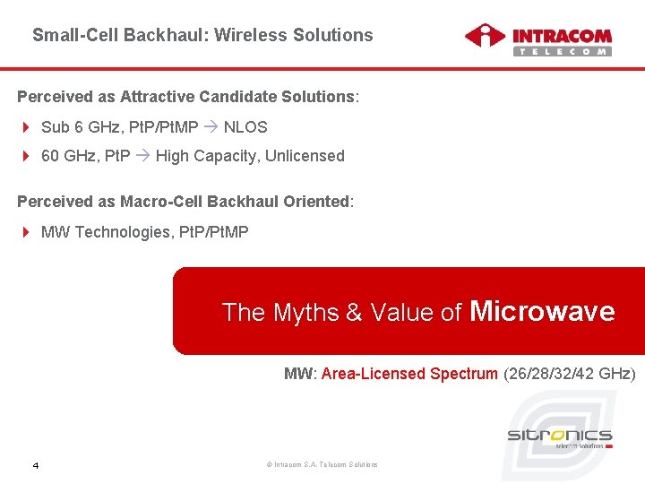 Small-Cell Backhaul: Wireless Solutions Perceived as Attractive Candidate Solutions: 4 Sub 6 GHz, Pt.