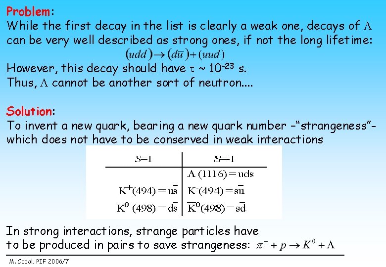 Problem: While the first decay in the list is clearly a weak one, decays