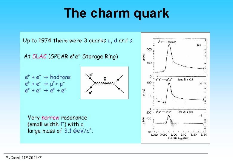 The charm quark M. Cobal, PIF 2006/7 