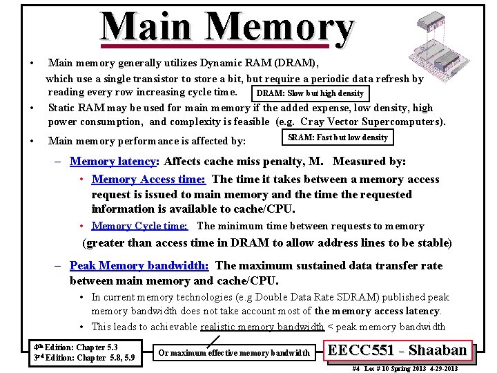 Mainstream Computer System Components Double Date Rate DDR