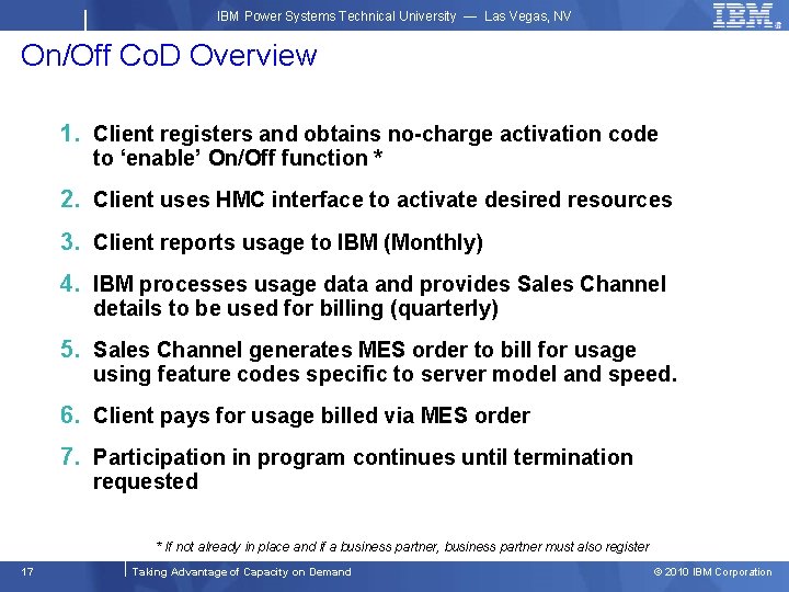 IBM Power Systems Technical University — Las Vegas, NV On/Off Co. D Overview 1.