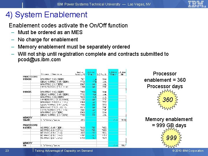 IBM Power Systems Technical University — Las Vegas, NV 4) System Enablement codes activate