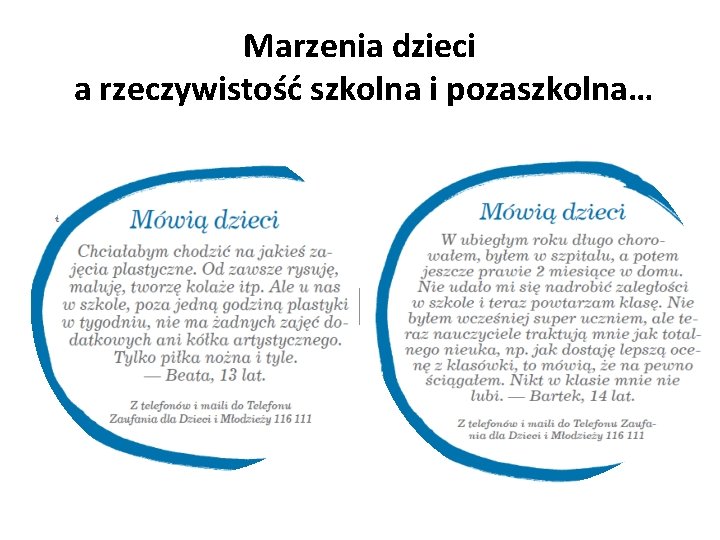 Marzenia dzieci a rzeczywistość szkolna i pozaszkolna… 