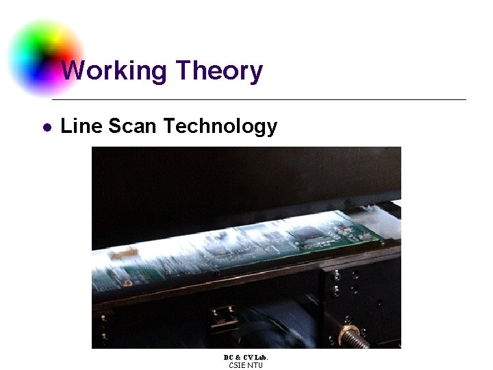 Working Theory l Line Scan Technology DC & CV Lab. CSIE NTU 
