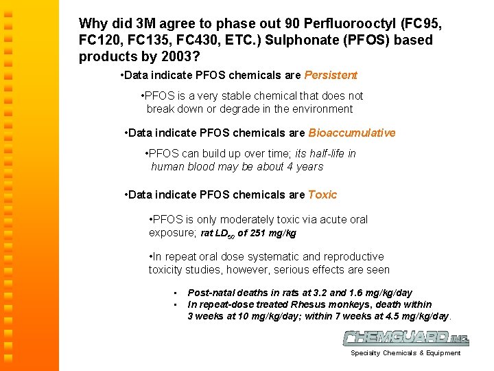 Why did 3 M agree to phase out 90 Perfluorooctyl (FC 95, FC 120,