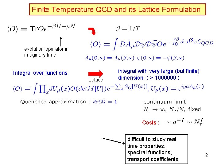 Finite Temperature QCD and its Lattice Formulation evolution operator in imaginary time Integral over