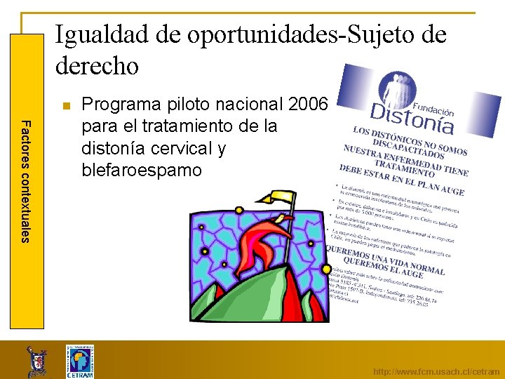 Igualdad de oportunidades-Sujeto de derecho n Factores contextuales Programa piloto nacional 2006 para el