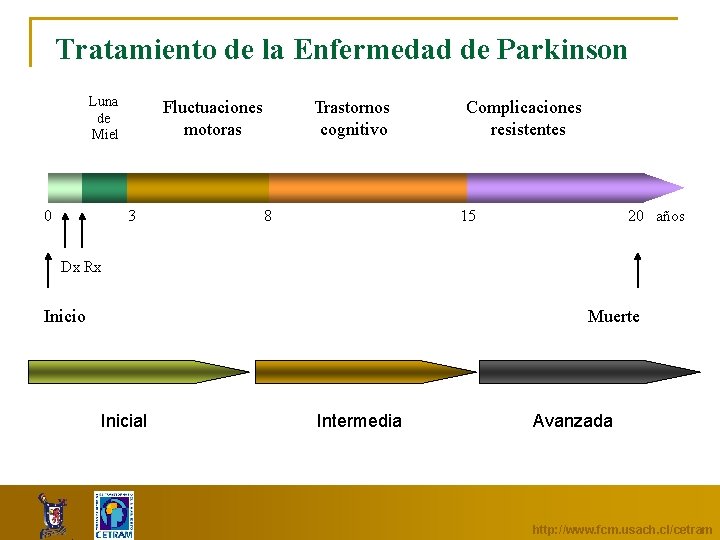 Tratamiento de la Enfermedad de Parkinson Luna de Miel 0 Trastornos cognitivo Fluctuaciones motoras