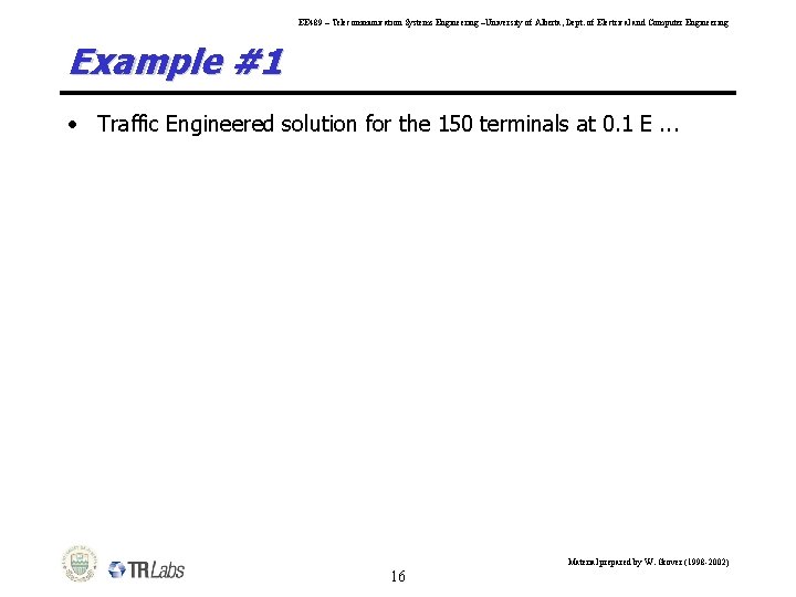 EE 489 – Telecommunication Systems Engineering –University of Alberta, Dept. of Electrical and Computer
