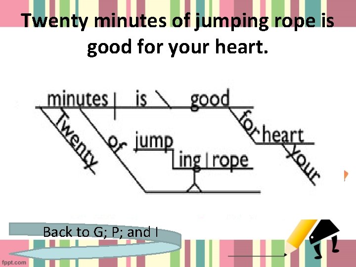 Twenty minutes of jumping rope is good for your heart. Back to G; P;