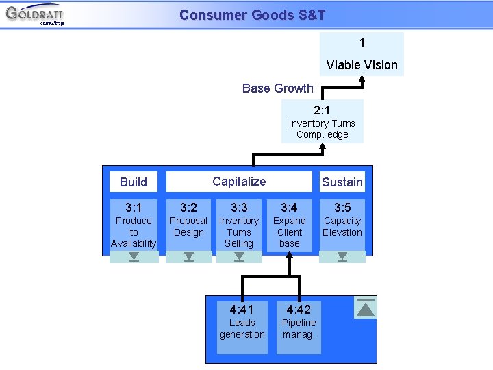 Consumer Goods S&T 1 Viable Vision Base Growth 2: 1 Inventory Turns Comp. edge