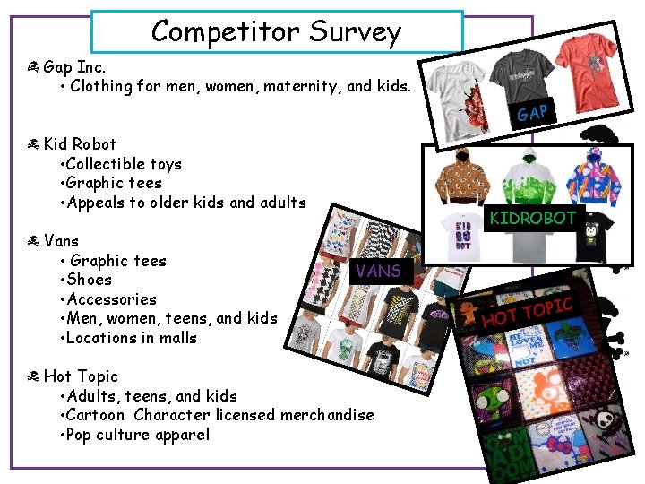 Competitor Survey Gap Inc. • Clothing for men, women, maternity, and kids. GAP Kid