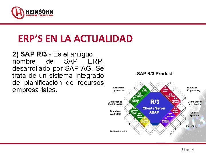 ERP’S EN LA ACTUALIDAD 2) SAP R/3 - Es el antiguo nombre de SAP