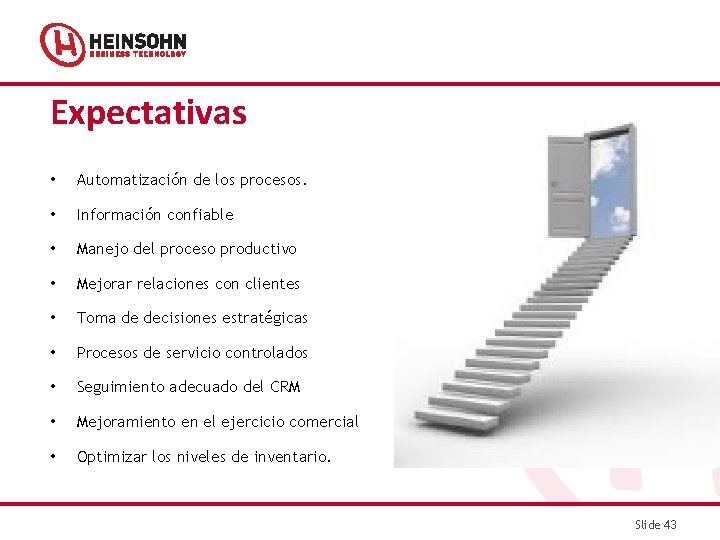 Expectativas • Automatización de los procesos. • Información confiable • Manejo del proceso productivo