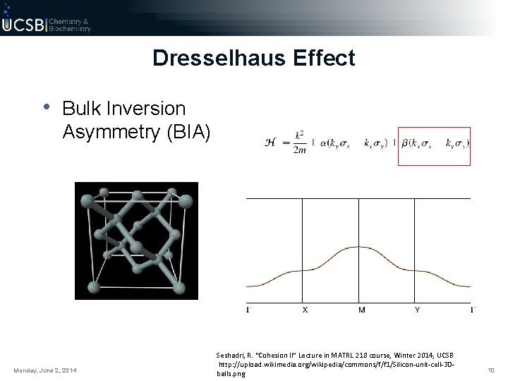 Dresselhaus Effect • Bulk Inversion Asymmetry (BIA) Monday, June 2, 2014 Seshadri, R. “Cohesion