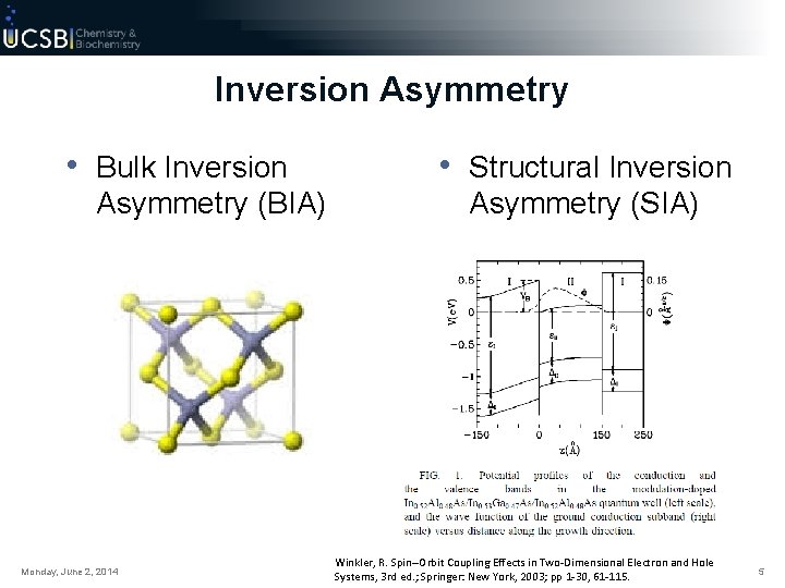 Inversion Asymmetry • Bulk Inversion Asymmetry (BIA) Monday, June 2, 2014 • Structural Inversion