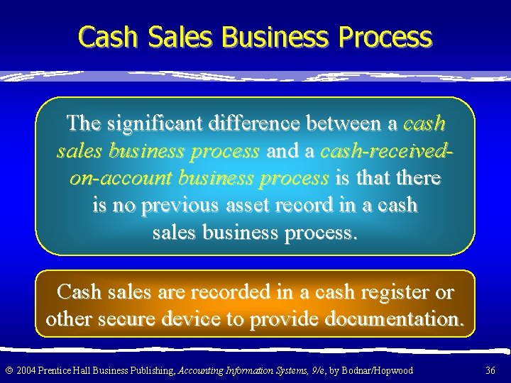 Cash Sales Business Process The significant difference between a cash sales business process and