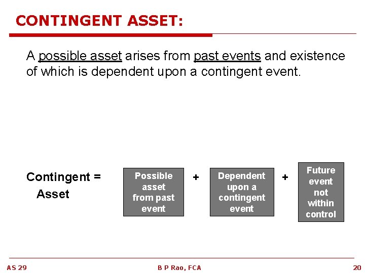 CONTINGENT ASSET: A possible asset arises from past events and existence of which is