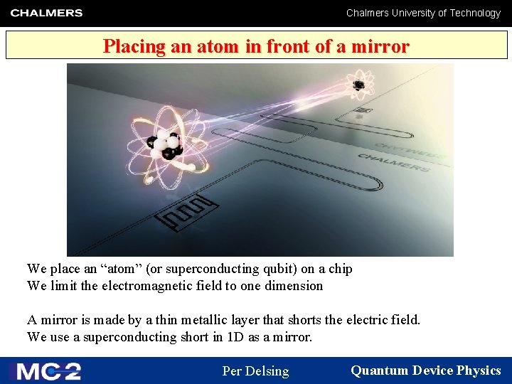 Chalmers University of Technology Placing an atom in front of a mirror We place