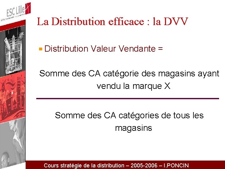 La Distribution efficace : la DVV Distribution Valeur Vendante = Somme des CA catégorie