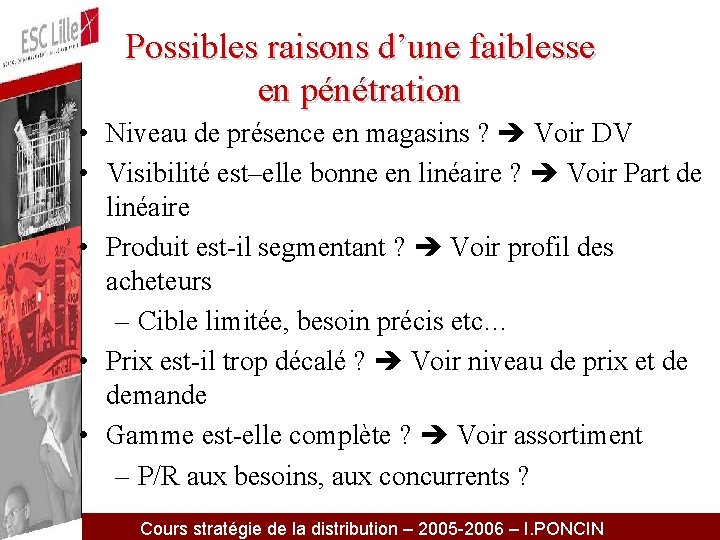 Possibles raisons d’une faiblesse en pénétration • Niveau de présence en magasins ? Voir