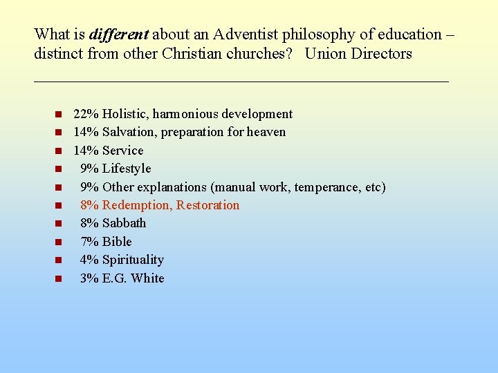 What is different about an Adventist philosophy of education – distinct from other Christian