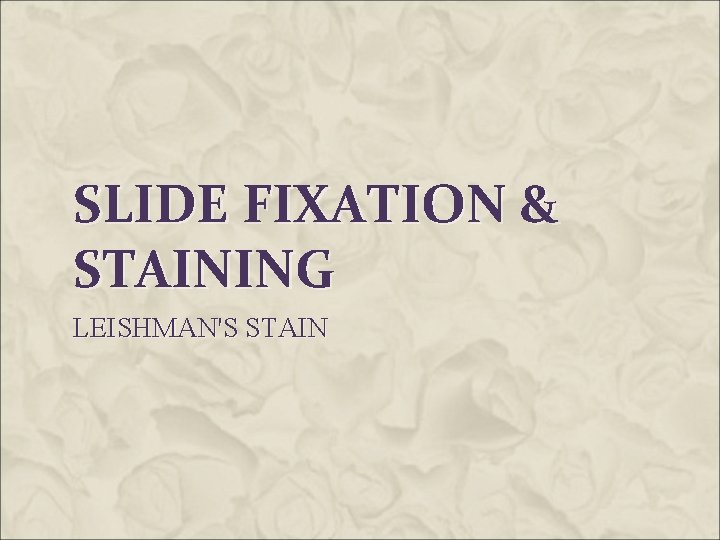 SLIDE FIXATION & STAINING LEISHMAN'S STAIN 