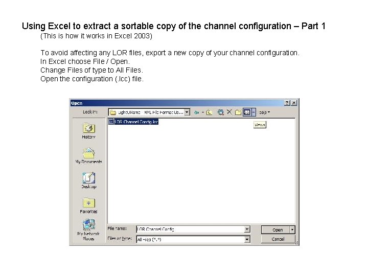 Using Excel to extract a sortable copy of the channel configuration – Part 1